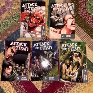 Attack on Titan Manga Volumes 1-2 and 5-7